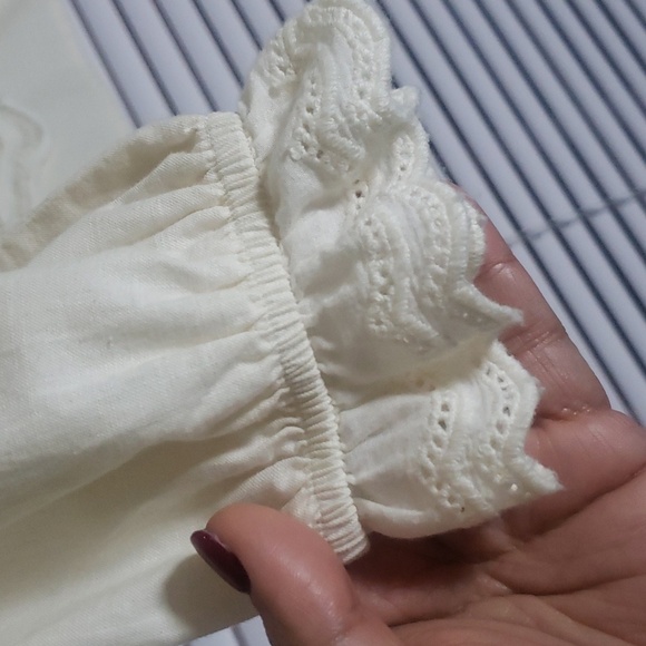 Zara Size M/13-14 Victorian Embroidered Ivory Tunic Blouse Long Sleeve - Picture 7 of 11
